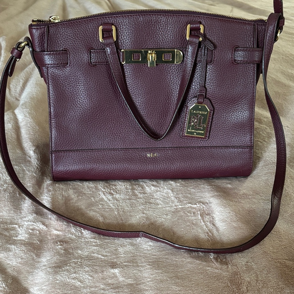 Lauren Ralph Lauren Burgundy Leather Satchel